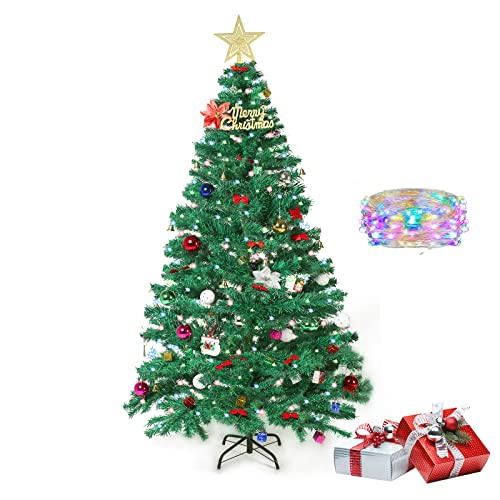 CHINZIO Sapin de Noël Artificiel 180cm avec Xmas Party Decortaion, Matériel PVC Arbre de Noël avec Socle en Métal (Vert, 6ft, 400Tips) Cover