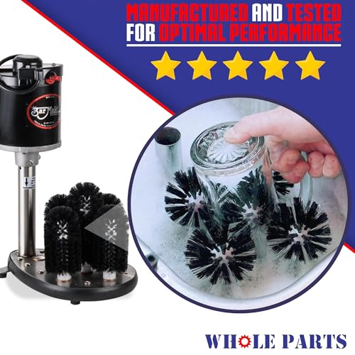 Image of Upgraded Whole Parts Electric Glass Washer Replacement Brush Set Part# BRS-1722 - Replacement & Compatible with Some Bar Maid Glass Washers