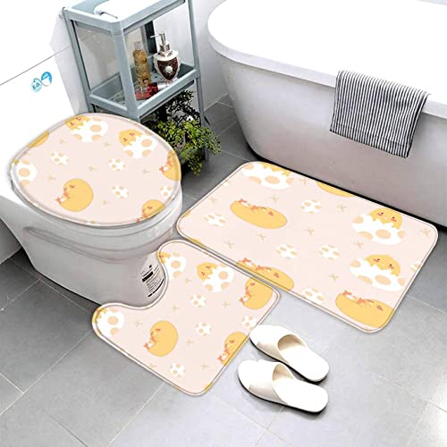 Badematten Set 3D 40x60 Küken Badezimmerteppich-Set absorbierend 3-teiliges maschinenwaschbare weich badteppich schnell… – Bild 4
