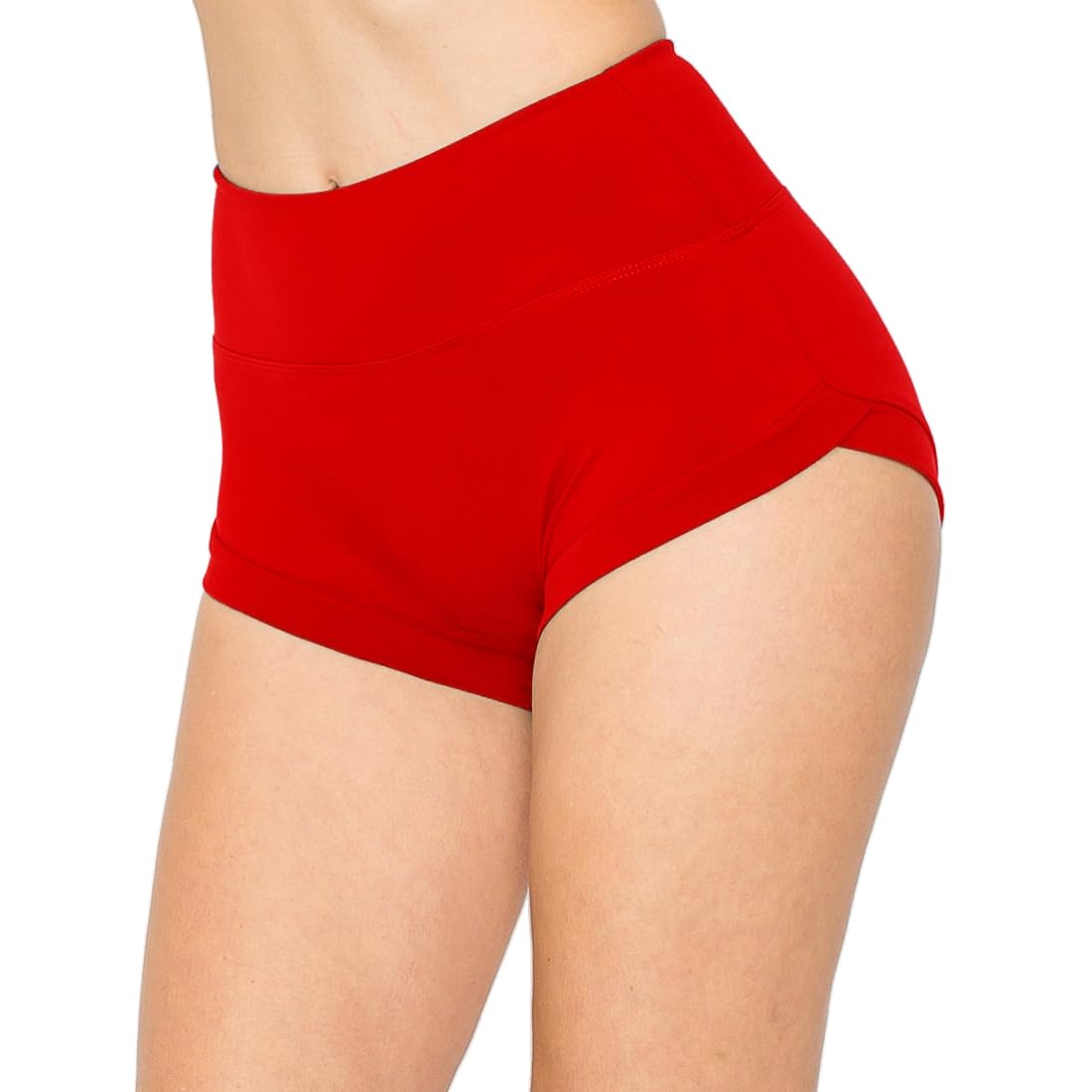 Women's Super Soft Casual Yoga Workout Shorts with Hem Red M