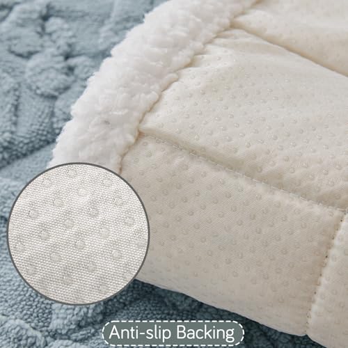 Image of HOKIPO 'Italian Caelora' Luxury Jacquard Plush Sofa Backrest Cover Mat 55x80 cm | Pack of 1 Anti Slip Backrest Mat, Powder Blue (AR-6225-BL)
