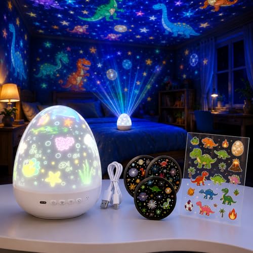 Image of One94Store Star Galaxy Projector Night Lamp for Kids, USB Rechargeable LED Ceiling Projector with 6 Projection Films, Space Ocean Unicorn Stars Light for Bedroom Room Decor & Gifts