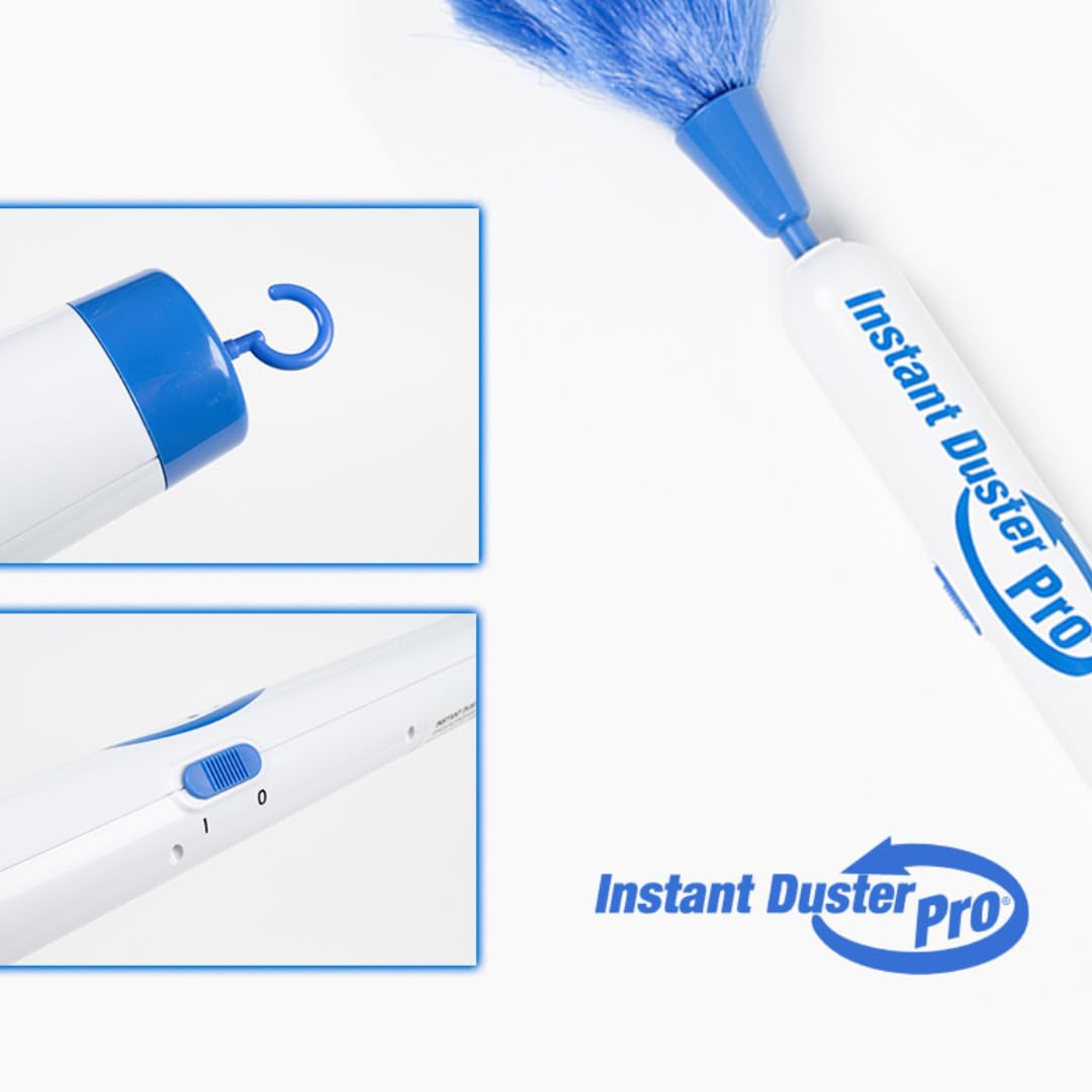 Instant Duster Pro Plumero eléctrico inalámbrico Original, Sistema Antiestático, Fibras electromagnéticas