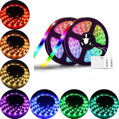 2 Stücke LED Leiste 50CM Stripe Licht RGB Mehrfarbig + Batterie box Batteriebetrieben + Mini Controller