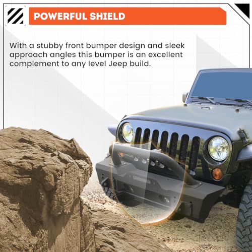 Image of ECOTRIC Front Stubby Bumper Compatible with Wrangler JK JL Gladiator JT