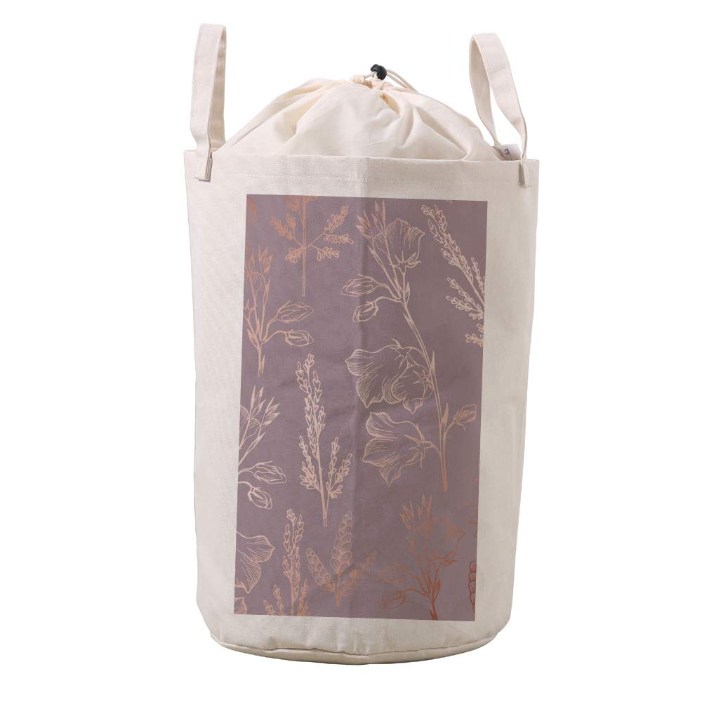 Sac de rangement en lin or rose floral pour linge sale et désordre de salle de bain
