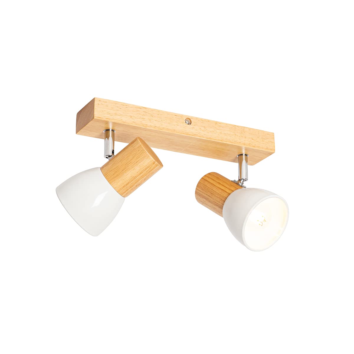 Qazqa Naturel - Ceiling Spotlight Wood And White 2-Light Adjustable - Thorin - Country I Rustic - Suitable For Led E14 | 2 Way Light - Wood Surface-Mounted Spotway Light - Suitable For Living Room I Kitche
