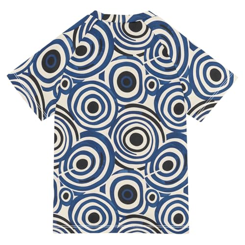 ALAZA Kids Rash Guard Girls Boys Toddler Swim Shirts Short Sleeve Whirl Circle UPF 50+ 3T2