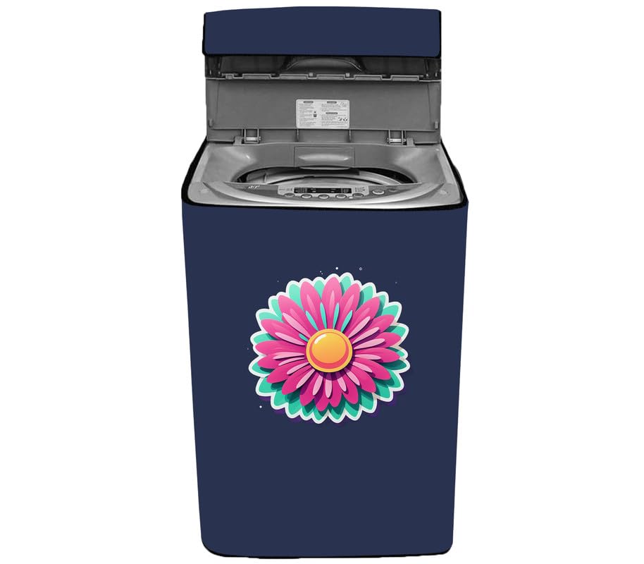 Amodori Top-load washing machine cover Compatible for LG & SAMSUNG 8.5 Kg to 10KG Solid Blue flower bossom decal print