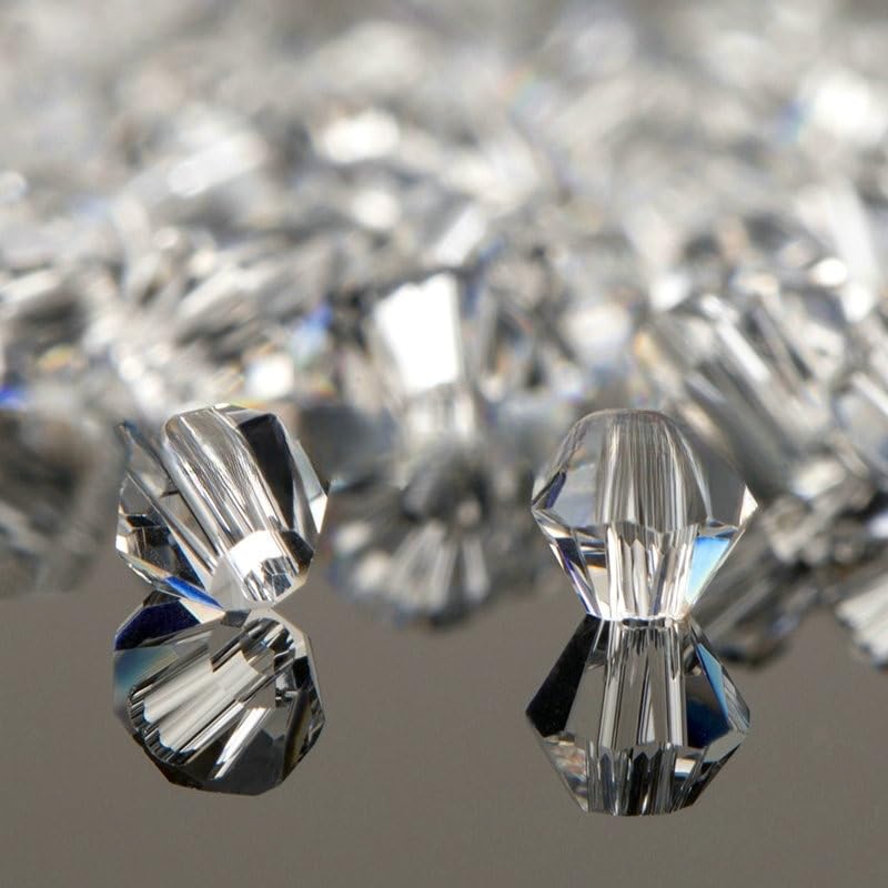 Zestaw wielokolorowych koralików Bicone Crystal Beads - koraliki szklane 3-6 mm do wyrobu biżuterii i projektów rękodzielniczych(White,4.0MM about 720PCS)