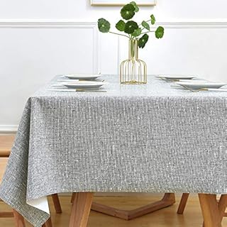 Yofori Table Cloth Wipe Clean Grey Wipeable Tablecloth PVC Waterproof Table Cover Plastic Table Protecter for Kitchen Outdoor (137x180cm, Grey)