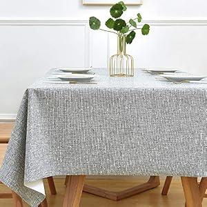 Table Cloth Wipe Clean Grey Wipeable Tablecloth PVC Waterproof Table Cover Plastic Table Protecter for Kitchen Outdoor (137x137cm, Grey)