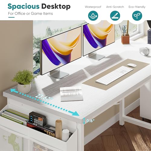 Image of OLIXIS Computer Desk, 63 Inch Gaming Desks for Home Office Small Spaces