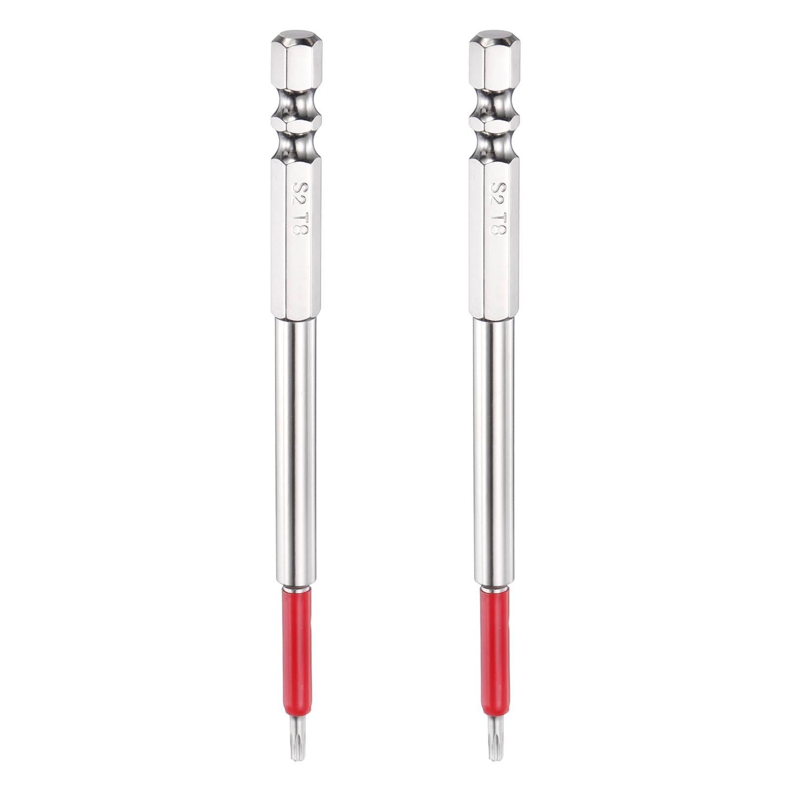 sourcing map 2pcs TT8 Torx Head Screwdriver Bit 1/4" Hex Shank 110mm Long Magnetic Tamper Proof 6 Point Star Drill Bits S2 Steel Industrial Power Screwdrivers with Hole Tip — image 1