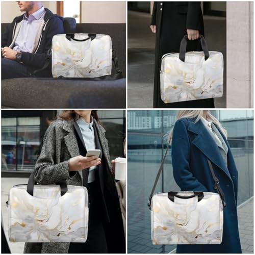 Maletín para portátil textura mármol blanco 15.6" miniatura 2