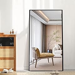 明鏡工房 姿見鏡 全身ミラー 全身鏡 大きい アルミフレーム シンプル HD鏡面 壁掛け 立て掛け 2way 飛散防止 すがた鏡 全身 145*80CM(ブラック)