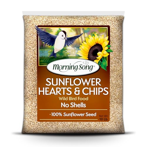 Morning Song Sunflower Hearts & Chips Wild Bird Seed 10 lb. Premium No Mess Shell-Free Bird Food for Outside Feeders