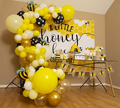Bee Balloon Garland Kit & Arch - Bumble Bee Balloons for What Will It Bee Gender Reveal Party Supplies & Baby Shower Decorations - Black Yellow and White Balloons for Bumblebee or Honey Bee Birthday