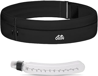 YIXIUTEN Slim Running Belt with Water Bottle - Hydration Fanny Pack Fits 7" Phones, Adjustable Waist Pack for Running Hiking Jogging Men Women Medium