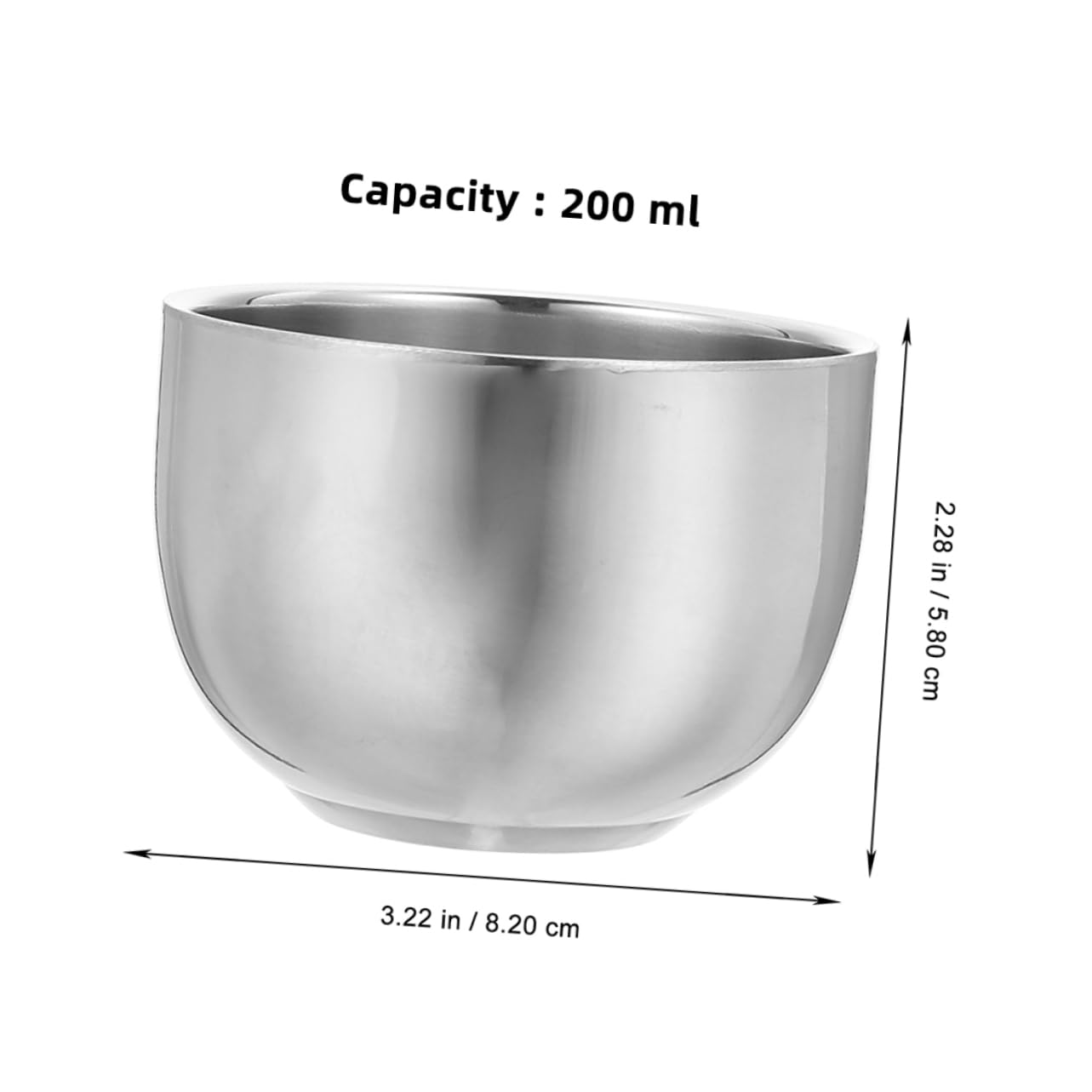 TOVINANNA Shave Foam Bowl for Men 200ml Stainless Steel Double Layer Design Heat Insulated Shaving Soap Cup