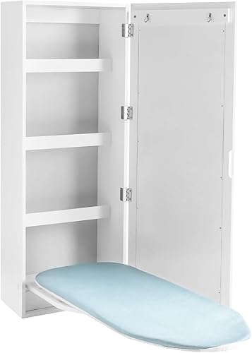 Armario de tabla de planchar montado en la pared, tabla de planchar giratoria integrada plegable con almacenamiento, estación de almacenamiento de