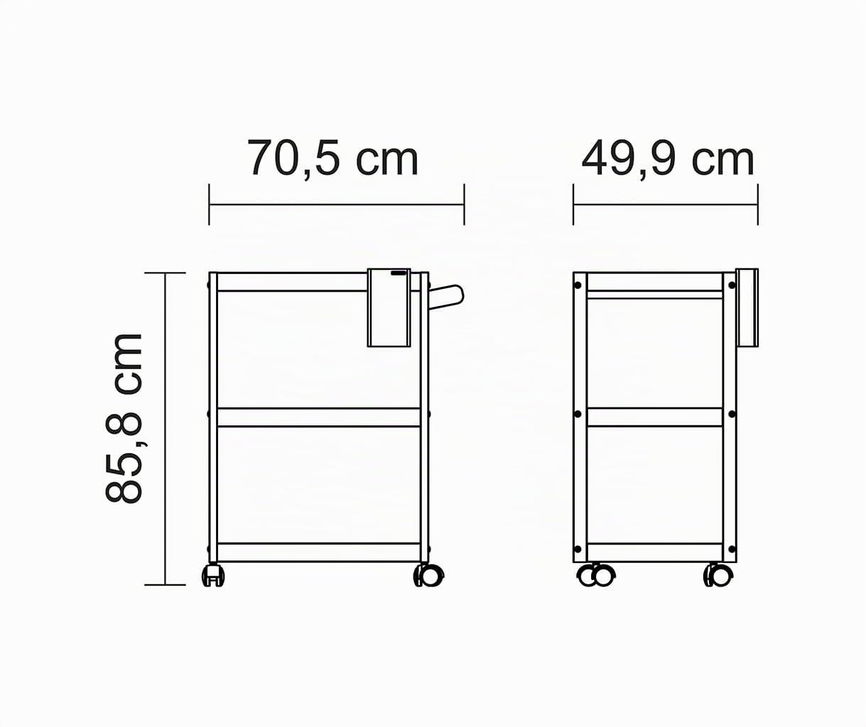 Tramontina Carrello in legno di teak con ruote e tre ripiani per il servizio 68 x 50 x 85 cm