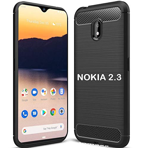 tomaxx Coque de protection en carbone pour Nokia 2.3 Dual SIM - Coque souple en TPU ultra fine - Anti-rayures - Absorption des chocs - Compatible avec smartphone Nokia 2.3 Dual SIM
