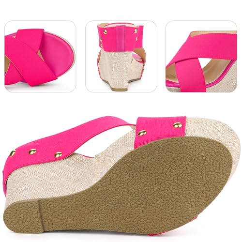 Perphy Open Toe Platform Linen Slide Wedge Sandals for Women3