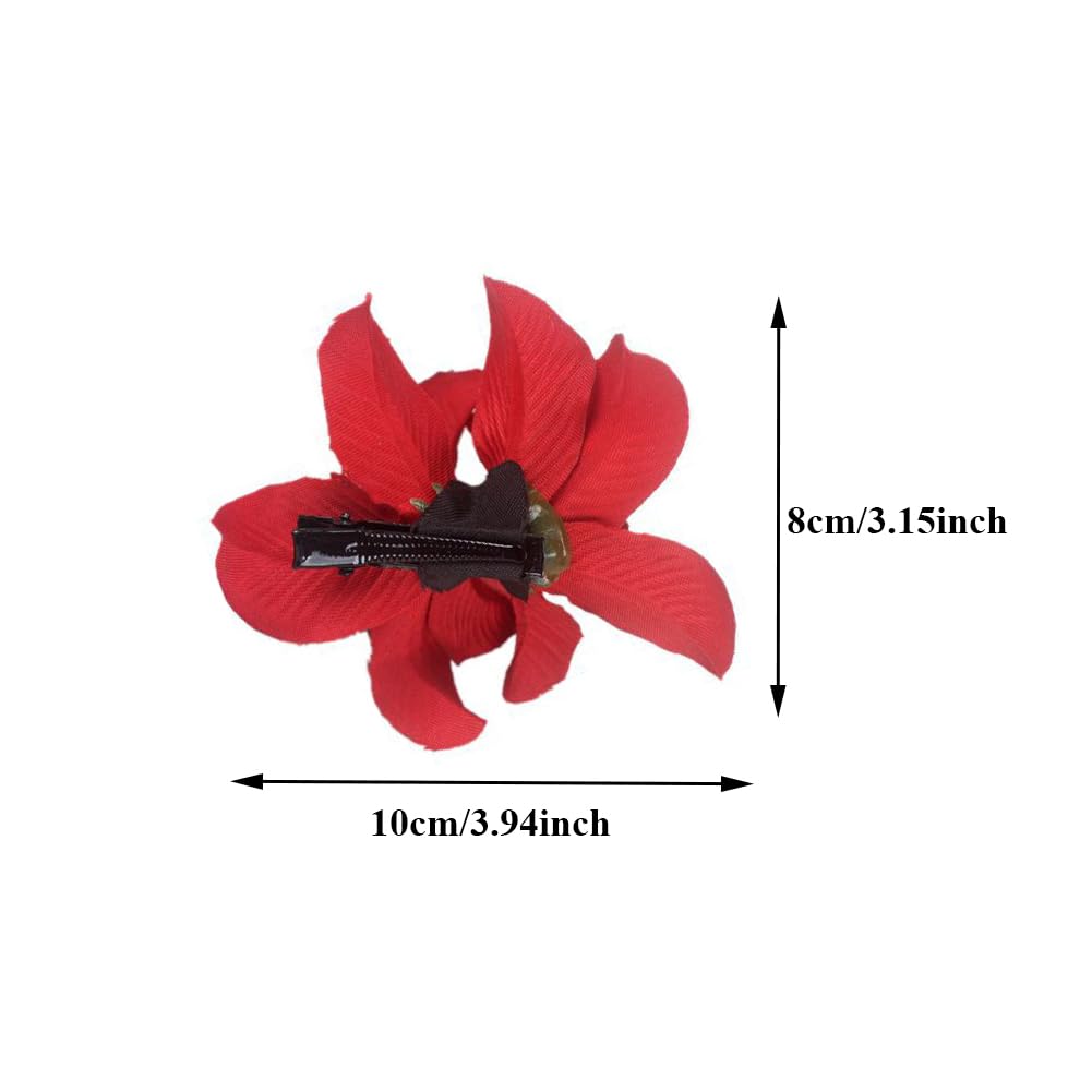 5Pcs Butterfly Orchid Hair Clips Bohemian Double Hawaiian Flowers Barrettes Hair Accessories for Women Wedding Party Holiday(Random Colors) - Image 2