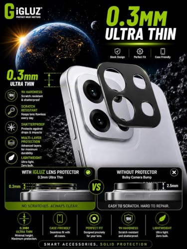 Image of iGluz Compatible with Oneplus Nord 6 Camera Lens Protector (1 Pack) | Premium 9H Tempered Glass Camera Guard | Ultra Clear HD | Scratch Resistant | Case Friendly Fit | Bubble Free Easy Installation