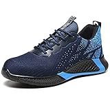 HMFSXKR Sicherheitsschuhe Leicht Atmungsaktiv Sportlich Herren Damen Arbeitsschuhe Schutzschuhe Stahlkappe (Blau 666, Numeric_44)