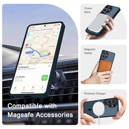 Image of for Samsung Galaxy S26 Ultra Case, Matte Magnetic Phone Cover, Navy Blue | Fit for MagSafe, Screen Protector included, Shockproof Military Grade Protection, Translucent Frosted Back