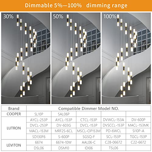 Liangmh 18-Light Modern Kitchen Island Black Gold Ceiling Pendant Light Dimmable Led 108W Staircase Large Chandelier Lobby Living Room Bedroom Foyer High Ceiling Chandelier #TOP2