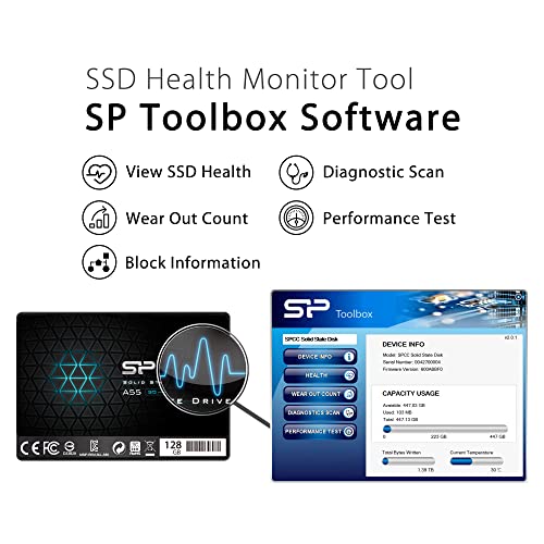 Silicon Power 2-Pack 128GB SSD 3D NAND A55 SLC Cache Performance Boost SATA III 2.5" 7mm (0.28") Internal Solid State Drive - Thumbnail 4