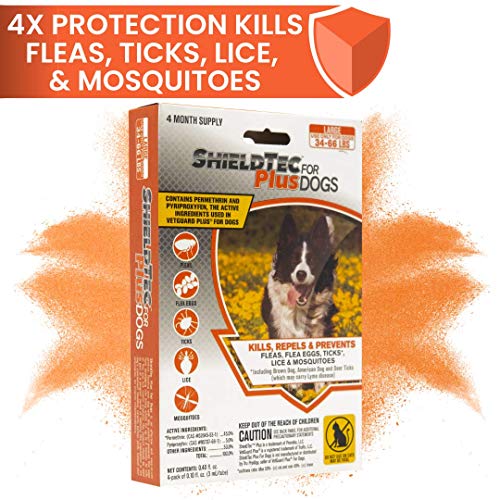 ShieldTec Flea, Tick, and Mosquito Prevention for Dogs, Large, 34-66 lbs (4 Dose)