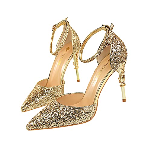 TXPCLNN Femmes Bout Pointu Talons Aiguilles Dames Bride À la Cheville Chaussures À Talons Hauts Fête Bureau Pompes Robe Cover