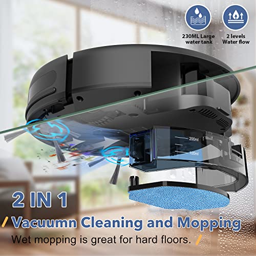 MAMNV Robot Vacuum and Mop Combo, WiFi/App/Alexa, Robotic Vacuum Cleaner with Schedule, 2 in 1 Mopping Robot Vacuum with 230ML Water Tank, Self-Charging, Slim, Ideal for Hard Floor, Pet Hair, Carpet MAMNV Robot Vacuum and Mop Combo, WiFi/App/Alexa, Robotic Vacuum Cleaner with Schedule, 2 in 1 Mopping Robot Vacuum with 230ML Water Tank, Self-Charging, Slim, Ideal for Hard Floor, Pet Hair, Carpet