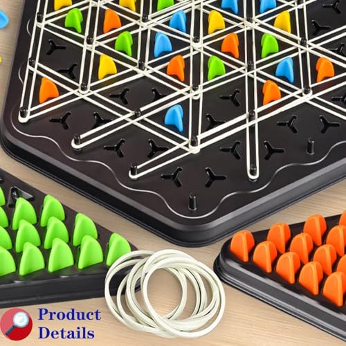 Image of Chain Triangle Chess Game Triggle Rubber Band Game for Kids & Adults, Fun Family Board Game, Brain Teaser Puzzle Interactive Chess 2-4Pla (Chain Traingle Chess Game)