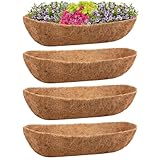 Riare 4 Pack 30 Inch Trough Coco Coir Liners for Planters, Pre-Formed Coconut Coir Replacement Liner Natural Coco Fiber Window Box Liners for Wall Planter, Window Basket Deck Railing Planter