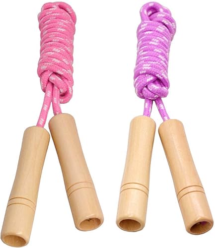 Miniatura 1 de Cotton Jump Rope for Kids, Adjustable Toddler Skipping Rope with Wooden Handle, 2 Pack Student Jumping Rope for Outdoor Fun Activity, Exercise