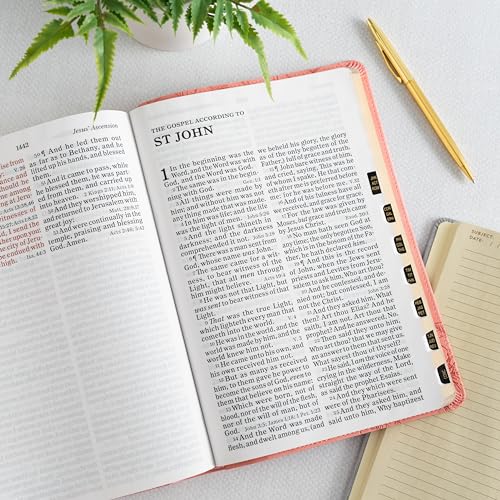 Image of KJV Holy Bible, Giant Print with Cross-References, Soft Pink LeatherTouch with Floral Cover Design, Thumb Index, Ribbon Marker, Red Letter, Full-Color Maps, Easy-to-Read MCM Type, King James Version