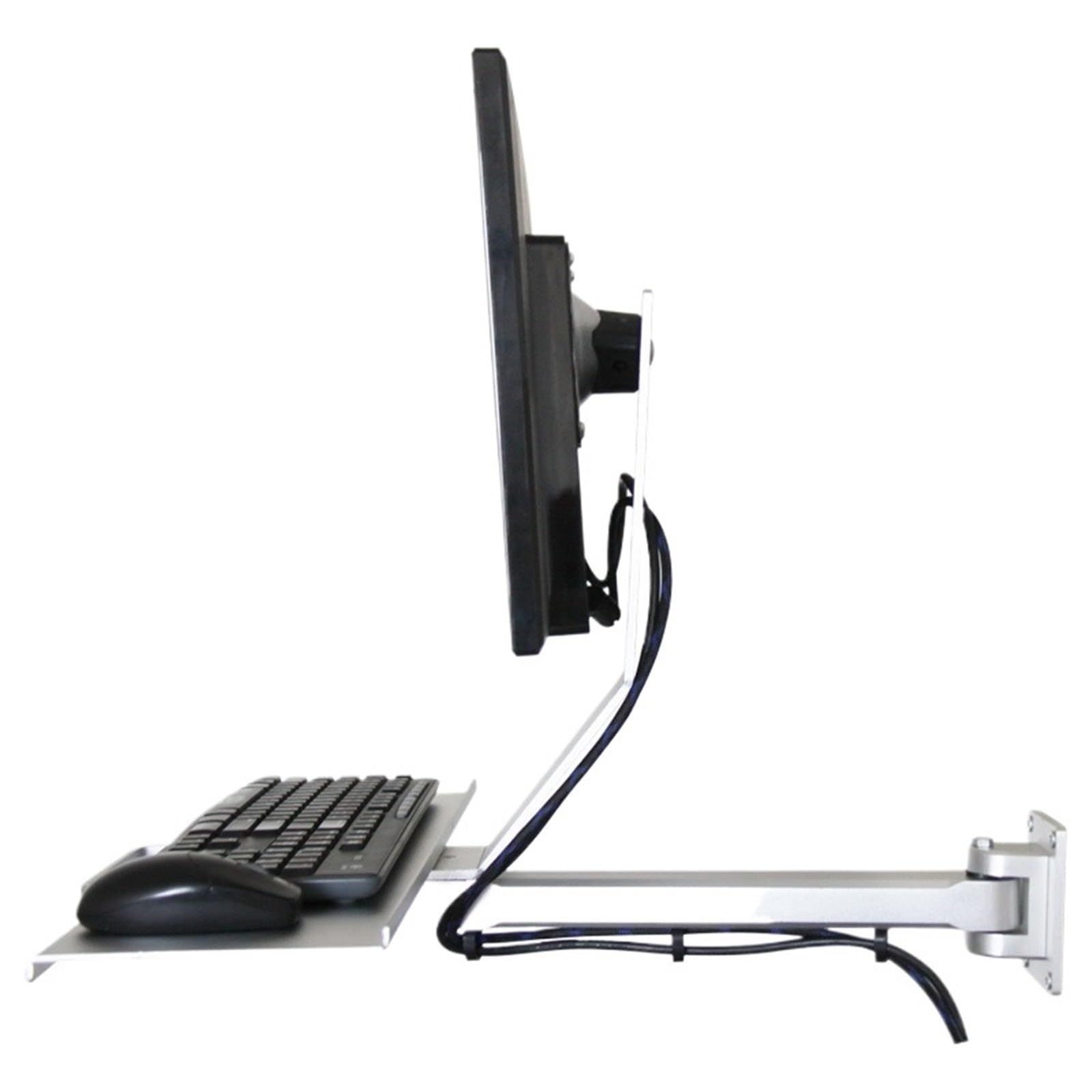 YLUPVT Industrial computer monitor stand bracket workbench with keyboard tray hovering rotation adjustment bracket(Straight force arm)