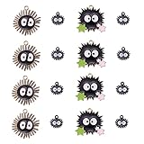 KitBeads 30pcs Mixed Styles Black Briquettes Charms Cartoon Kawaii Black Coal Charms Big Eye Character Comic Charms for Jewelry Making Bulk