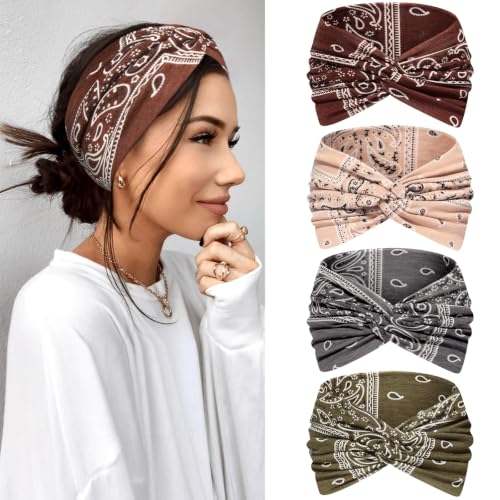 Kavya Haarband Damen Stirnband Damen 4er Pack – 7'' Extra Breit Haarbänder Dünn, Elastische...