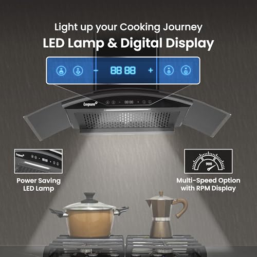 Image of Livpure Eterna 75 cm | Wall Mounted | 1400 m /hr Suction | BLDC Motor | Filterless | Touch & Gesture Control | Low Noise | 10 Years Motor + 2 Years Comprehensive Warranty | Black