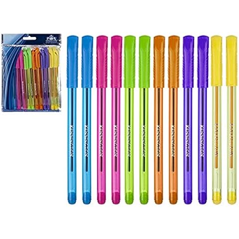 12 Pack Glossy Gel Pens 2 Each of 6 Bright Colours Yellow Purple Orange Green Pink Cover