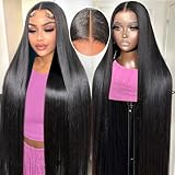 RSSMALL 28 Inch 13x6 Lace Front Wigs Human Hair Pre Plucked Glueless Wigs Human Hair for Women Straight 180 Density Straight HD Lace Front Wigs Human Hair Lace Frontal Wigs Human Hair Natural Black