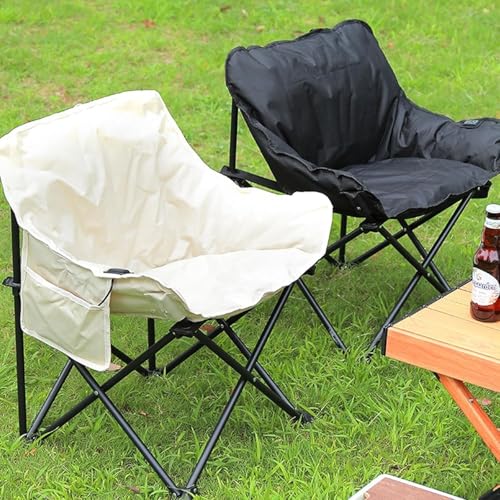 Image of Garden Art GACCBL1491-1 Camping Folding Chair with Carry Bag | Lightweight Portable Outdoor Chair | Garden Picnic Travel Seating (Black, Oversized)