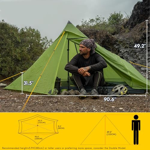 Image of LANSHAN Ultralight Waterproof 1-2 Person Backpacking Tent | Ultralight waterproof nylon, pitch anywhere, for camping & travel.