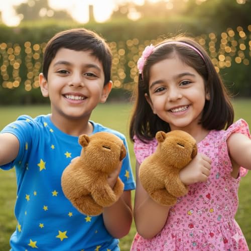Image of Cute Animal Plush Slap Bracelets - Soft Stuffed Koala & Capybara Hugging Wristbands, Wearable Toy for Kids, Birthday Party Favors, Stocking Stuffers, and Gift for Girls & Boys (Beer)